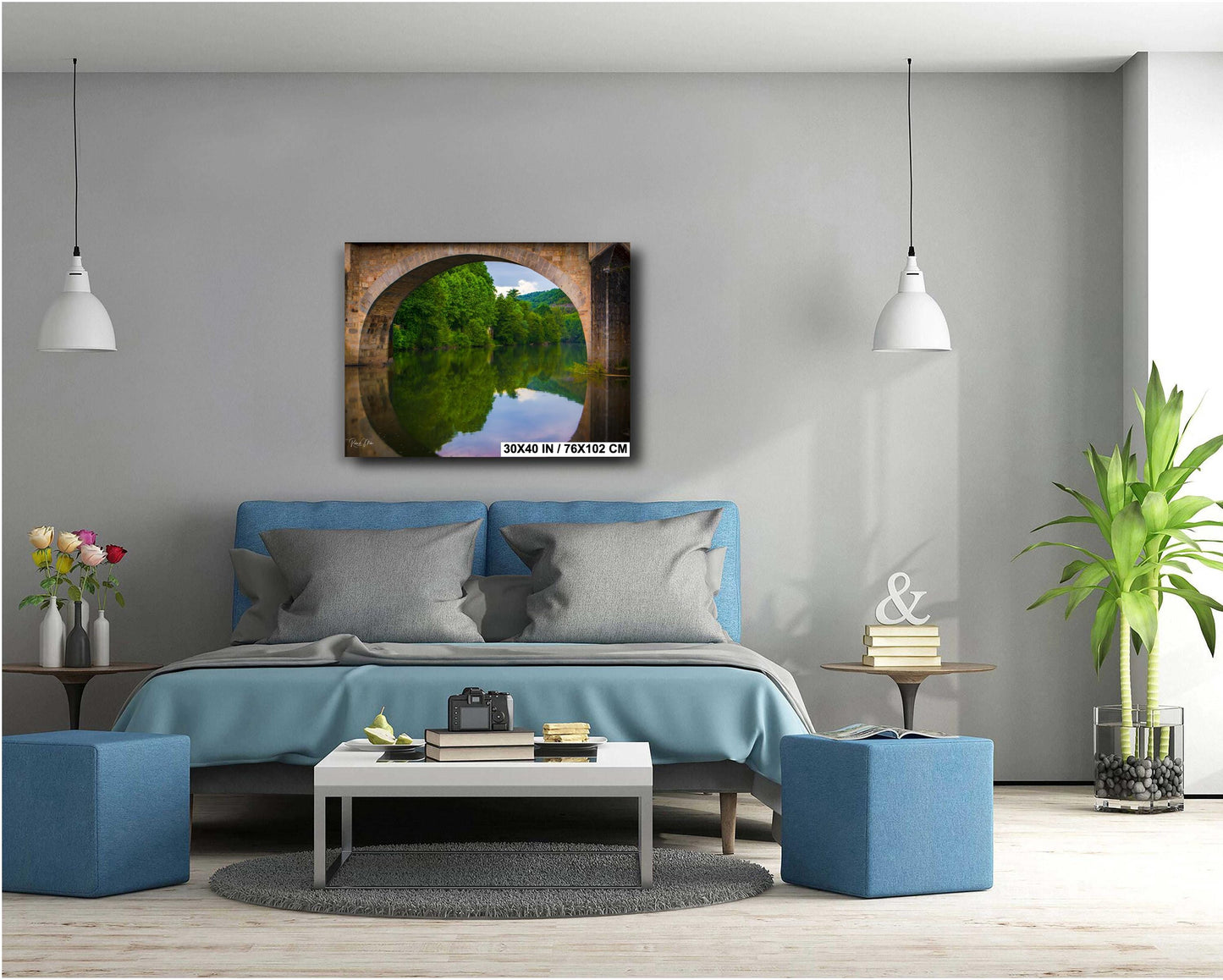 French Countryside Photograph: Saint-Antonin Noble Val, River Bridge Art Print