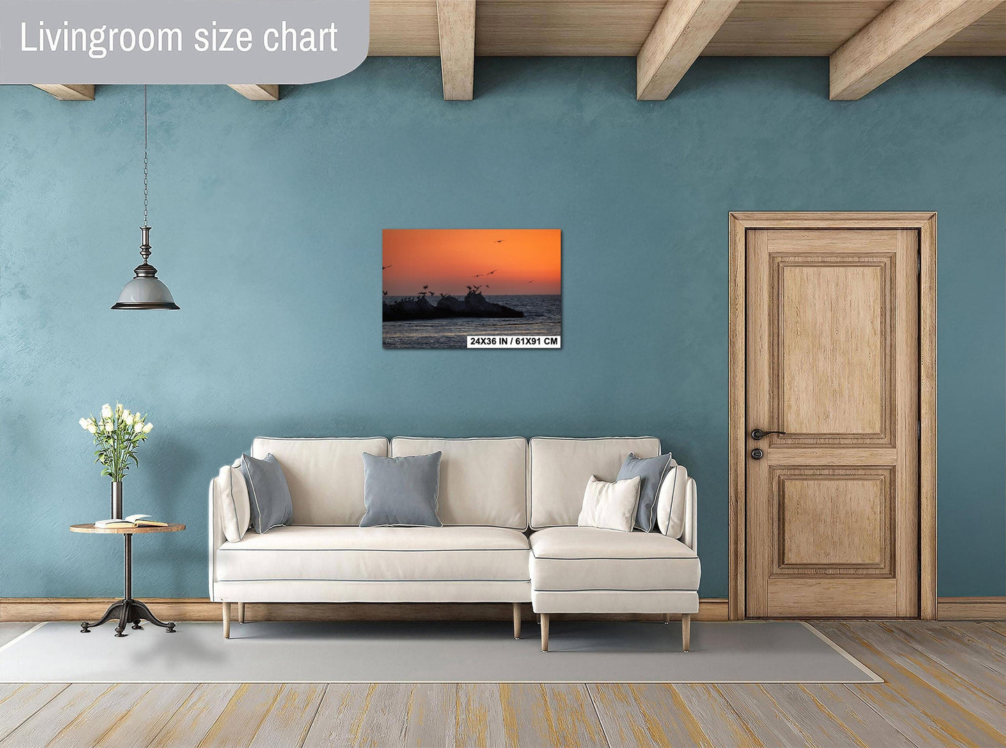 Half Moon Bay Sunset Print: Pelican Silhouettes, Pacific Ocean Art