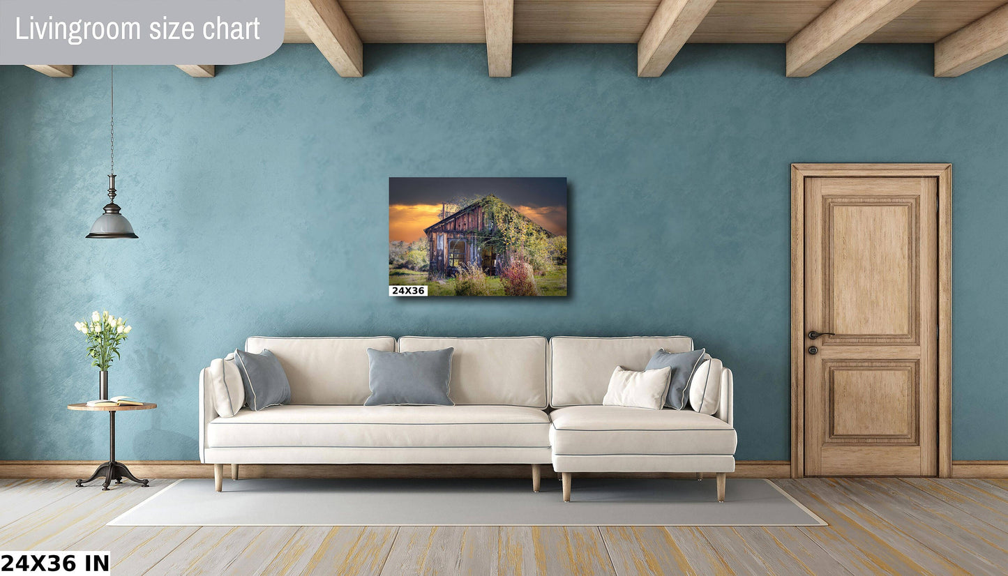 California Sunrise Shack, Canvas Wall Art, Gold Country Motherlode, Sutter Creek Scenic Landscape, Fine Art Photography, Canvas, Acrylic
