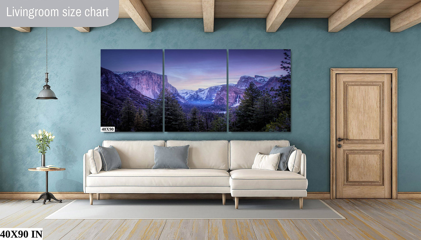 Yosemite Valley | Canvas Wall Art | National Park Fine Art Photography | El Capitan, Half Dome Tunnel View Travel Poster, Scenic Landscape