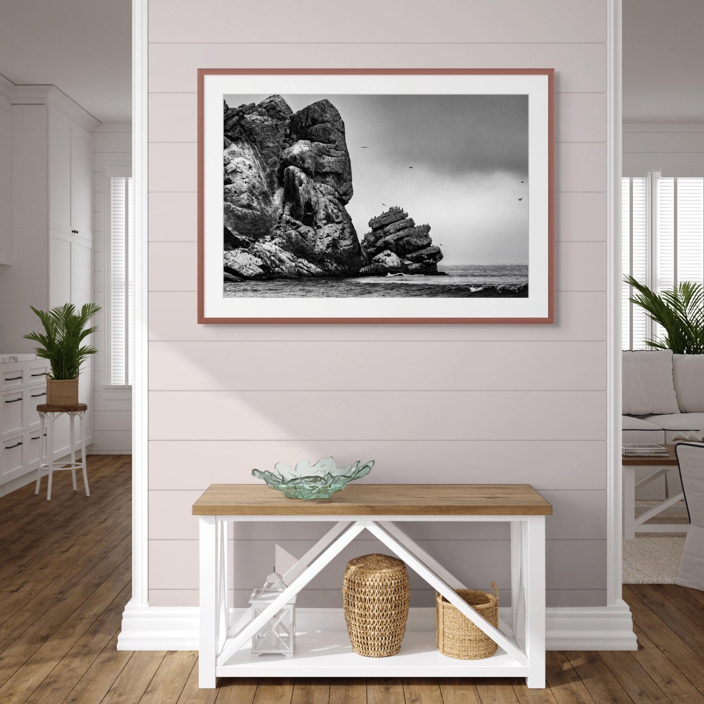 Morro Rock Photography Print: Black and White California Coast Wall Art