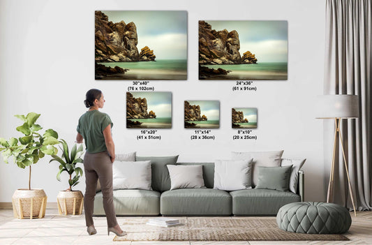 Morro Rock Coastal Art: Dreamy Pacific Ocean Canvas, Metal, or Acrylic Print