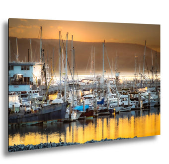 compare product Half Moon Bay Sunset Photograph: Coastal Fishing Boats Art Print