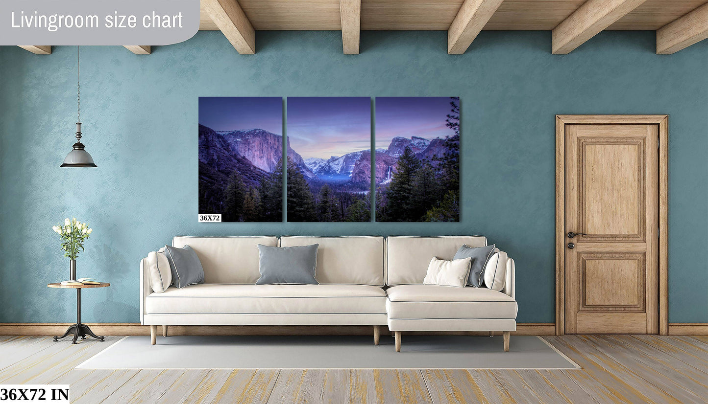Yosemite Valley | Canvas Wall Art | National Park Fine Art Photography | El Capitan, Half Dome Tunnel View Travel Poster, Scenic Landscape