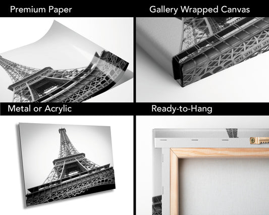 Eiffel Tower Paris Photography: Scenic Landmark Canvas Wall Art