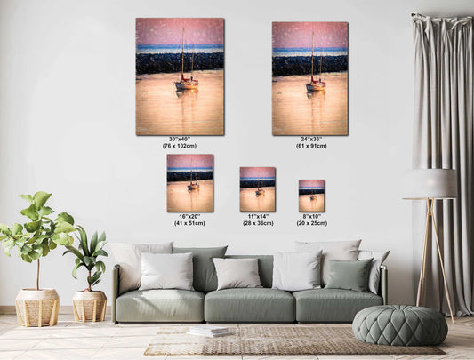 Half Moon Bay Sunset Sailboat Photograph: Coastal Fine Art Print