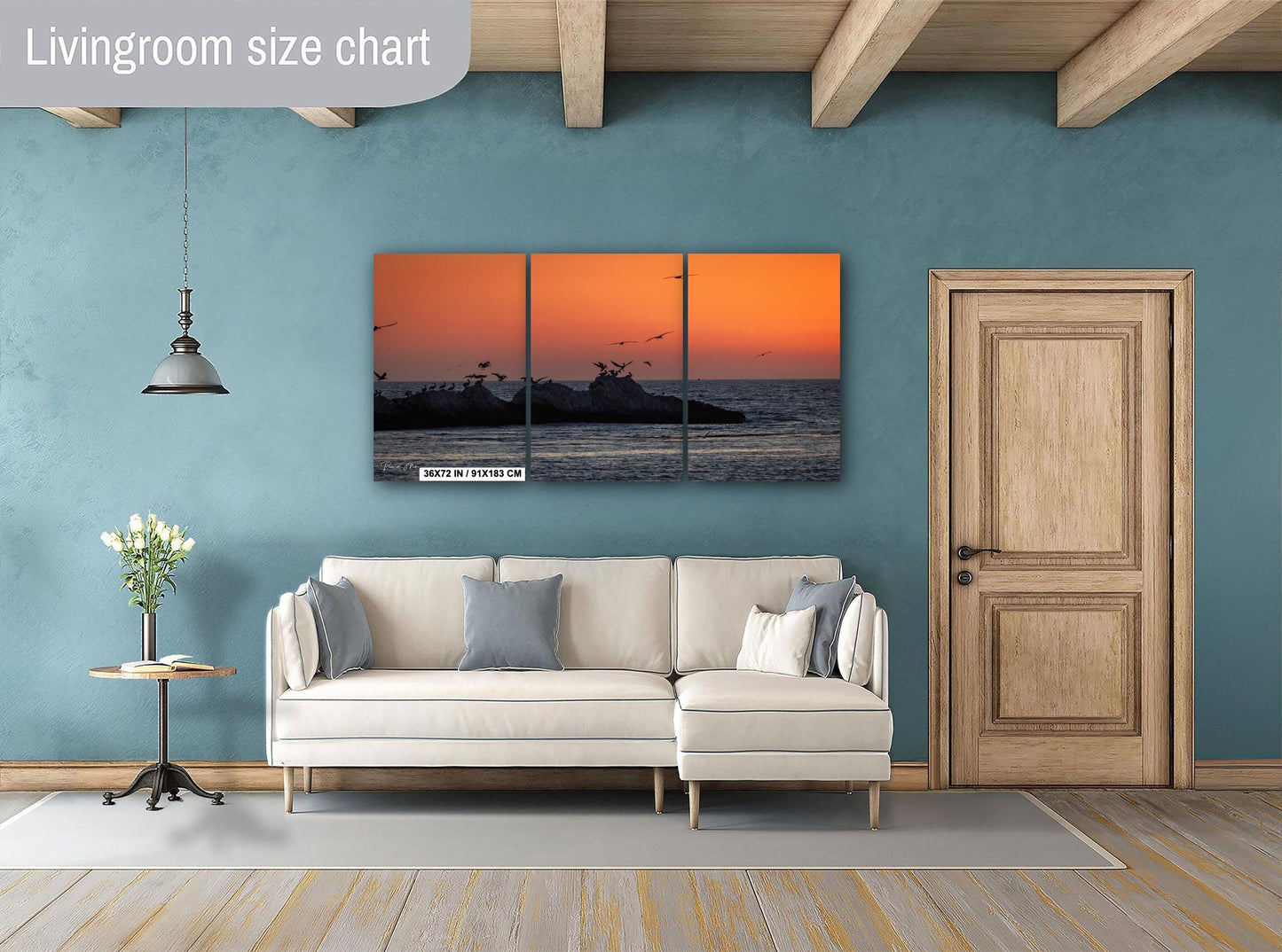 Half Moon Bay Sunset Print: Pelican Silhouettes, Pacific Ocean Art