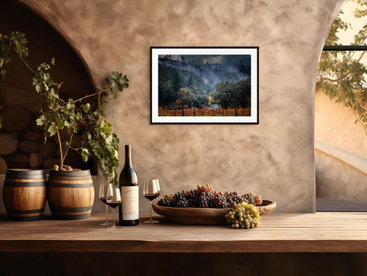 Napa Valley Vineyard Photo: Misty California Landscape Art Print