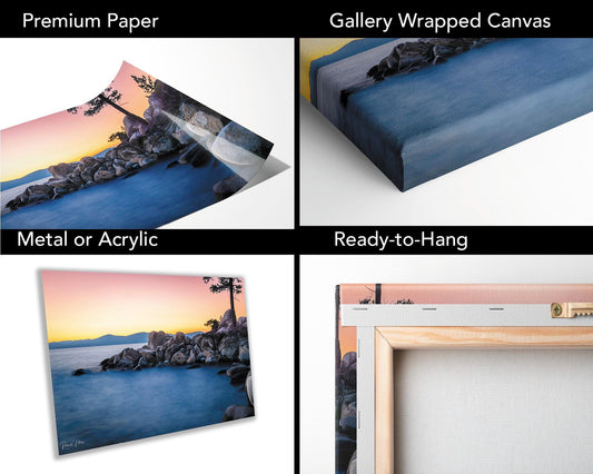 Lake Tahoe Sunset Photography: Secret Cove Fine Art Canvas Print