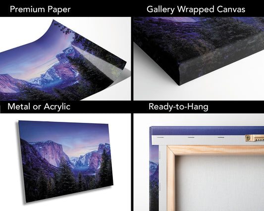 Yosemite Valley | Canvas Wall Art | National Park Fine Art Photography | El Capitan, Half Dome Tunnel View Travel Poster, Scenic Landscape