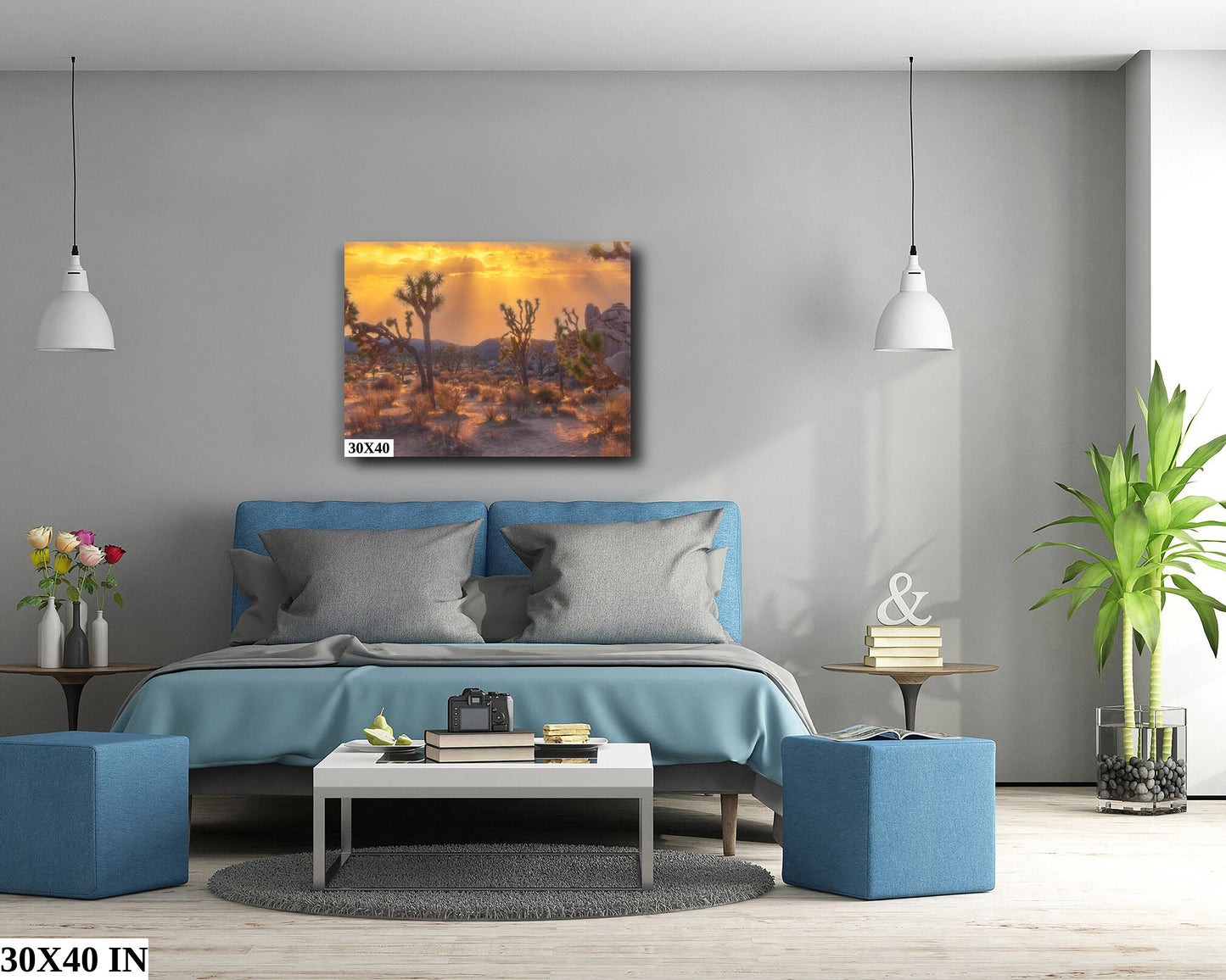 Joshua Tree Sunset Fine Art Photography | Desert Sunset Scenic Poster. Landscape Photo | National Park Nature Canvas Wall Art