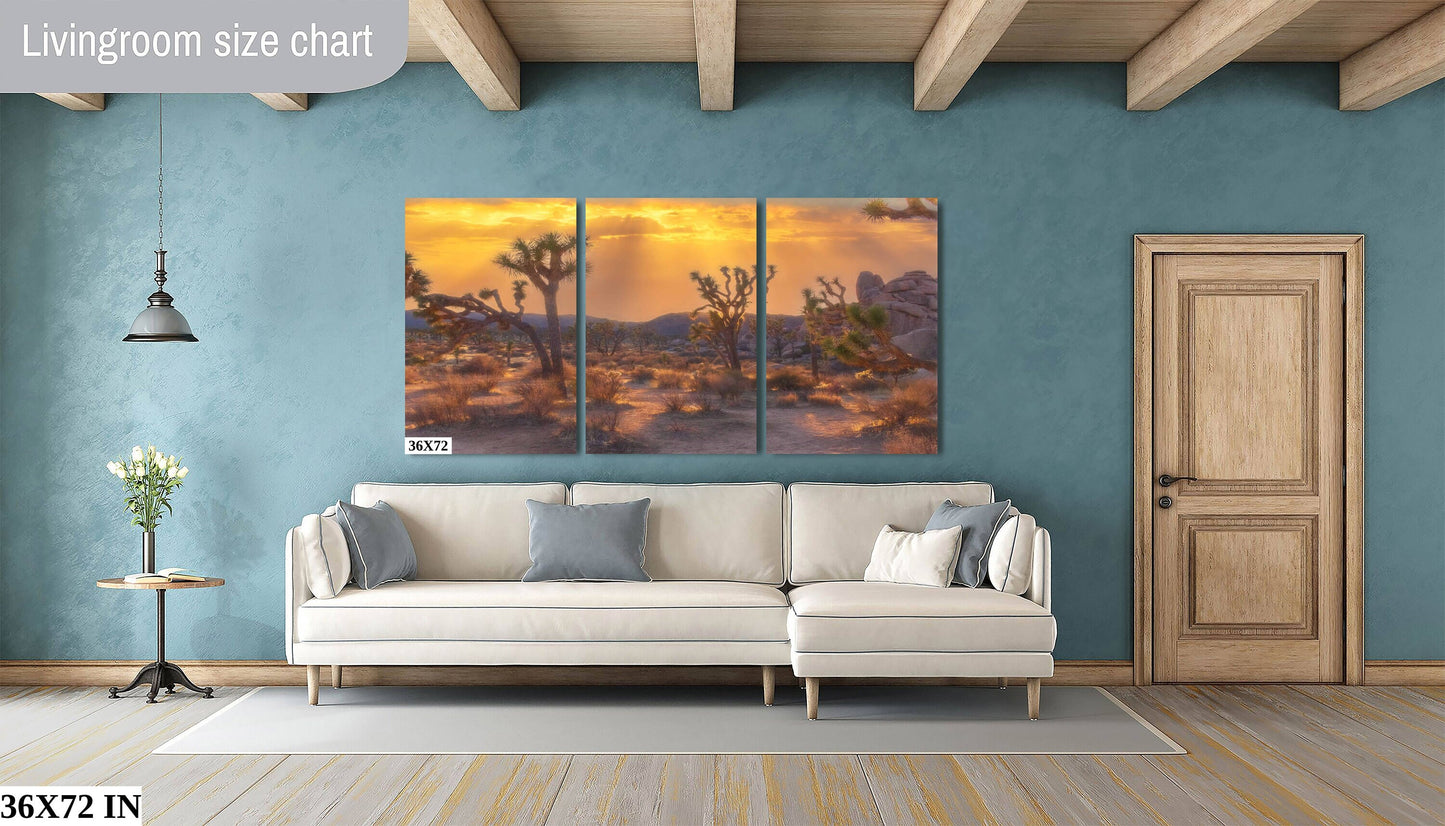 Joshua Tree Sunset Fine Art Photography | Desert Sunset Scenic Poster. Landscape Photo | National Park Nature Canvas Wall Art