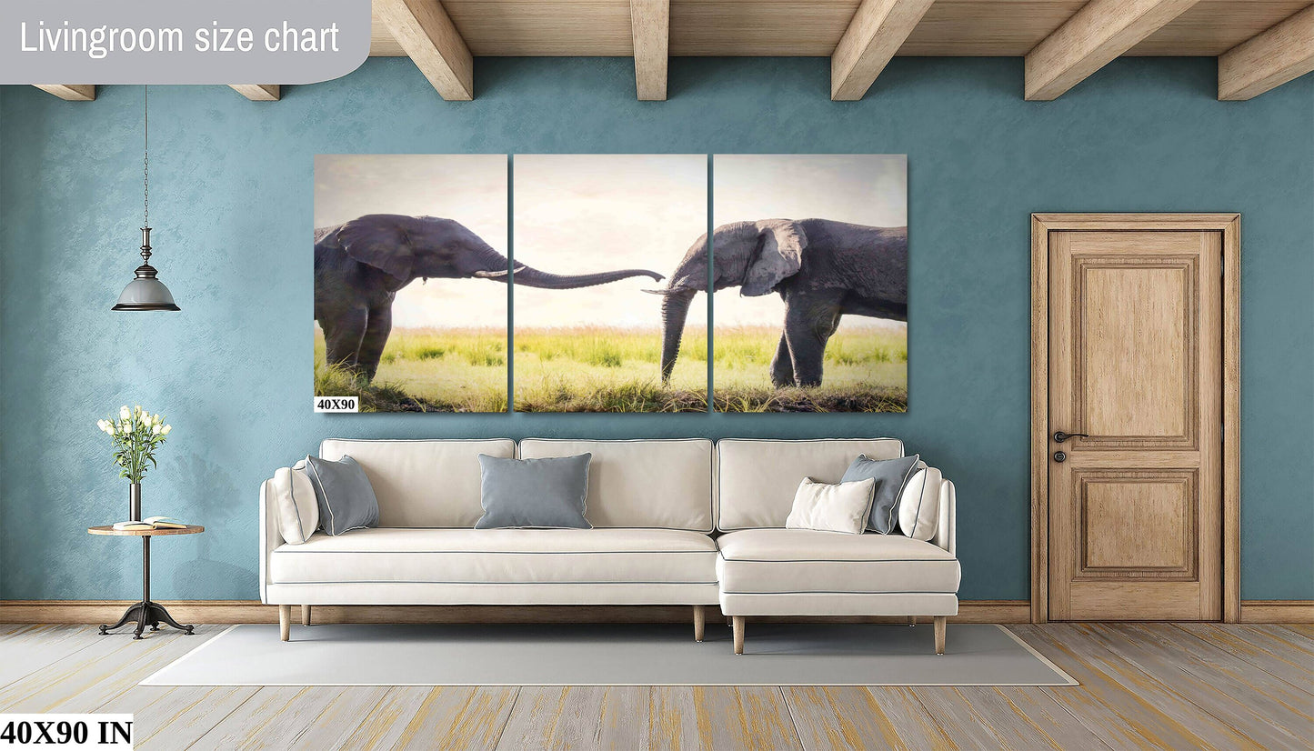 African Elephant pair greeting, Wildlife Photography, Animal Photo Print, Nature Wall Art, Canvas Print, Acrylic print
