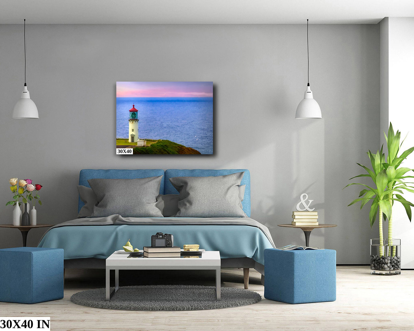 Hawaii Artwork, Kilauea Lighthouse, Kauai Sunset Fine Art Photography, Landscape Poster, Seascape, Beach, Canvas, Acrylic Print, Wall Decor
