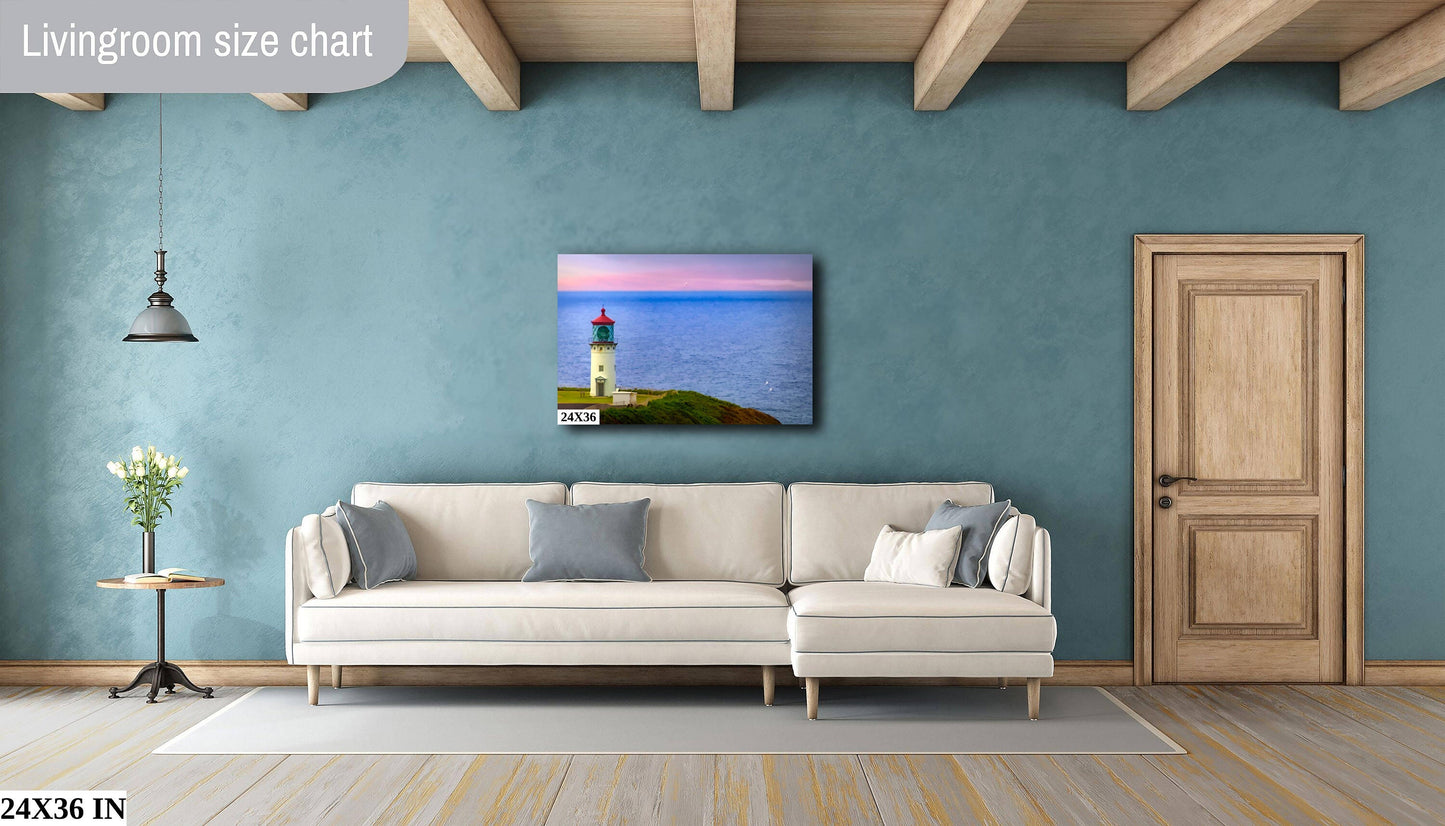 Hawaii Artwork, Kilauea Lighthouse, Kauai Sunset Fine Art Photography, Landscape Poster, Seascape, Beach, Canvas, Acrylic Print, Wall Decor