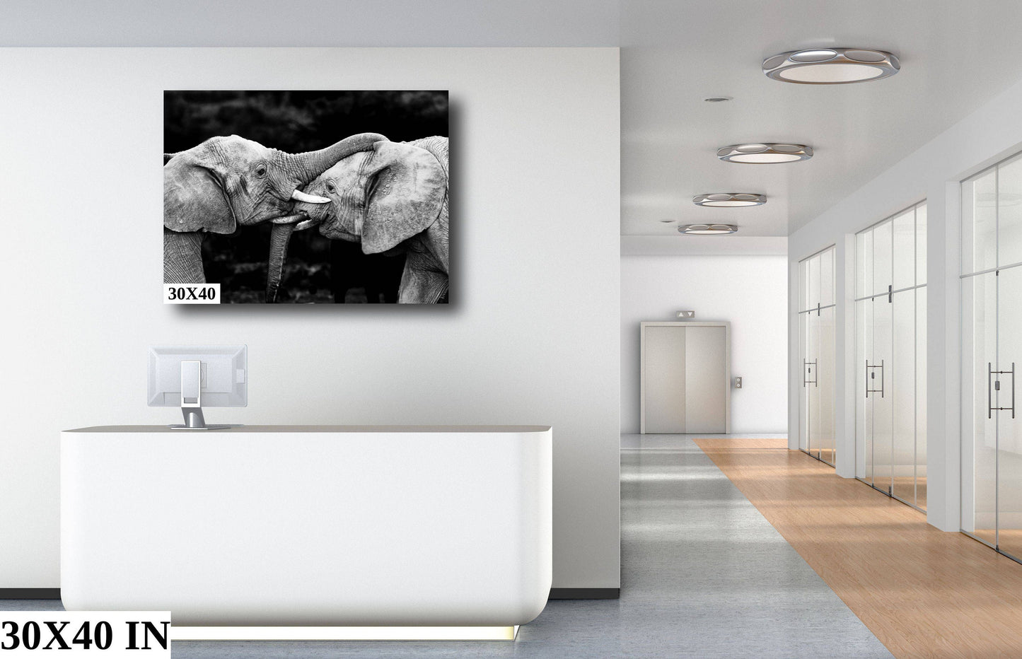 African Elephant Pair Greeting, Wildlife Photography, black & white, Nature Wall Art, Canvas Print, Fine Art Photography, Travel Poster