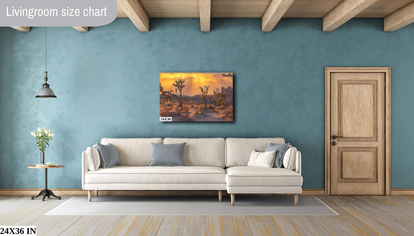 Joshua Tree Sunset Fine Art Photography | Desert Sunset Scenic Poster. Landscape Photo | National Park Nature Canvas Wall Art