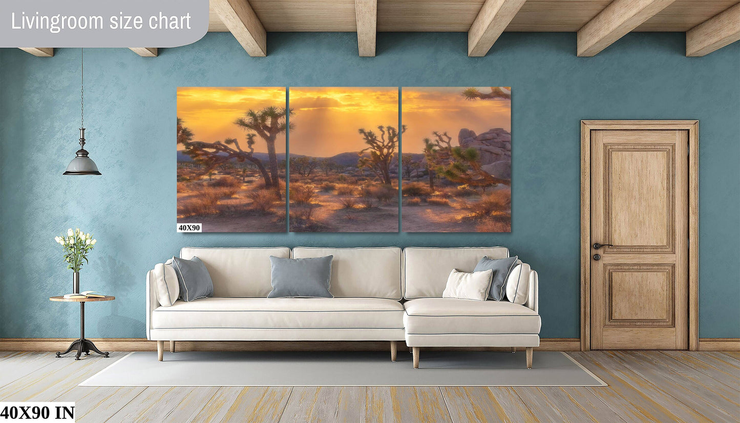 Joshua Tree Sunset Fine Art Photography | Desert Sunset Scenic Poster. Landscape Photo | National Park Nature Canvas Wall Art