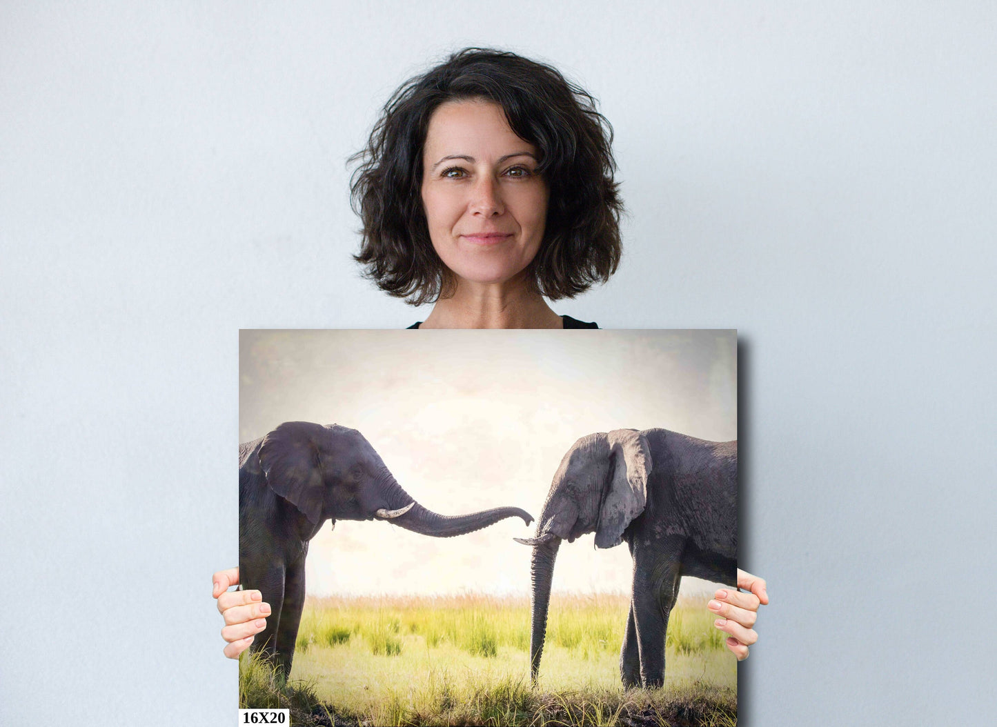 African Elephant pair greeting, Wildlife Photography, Animal Photo Print, Nature Wall Art, Canvas Print, Acrylic print