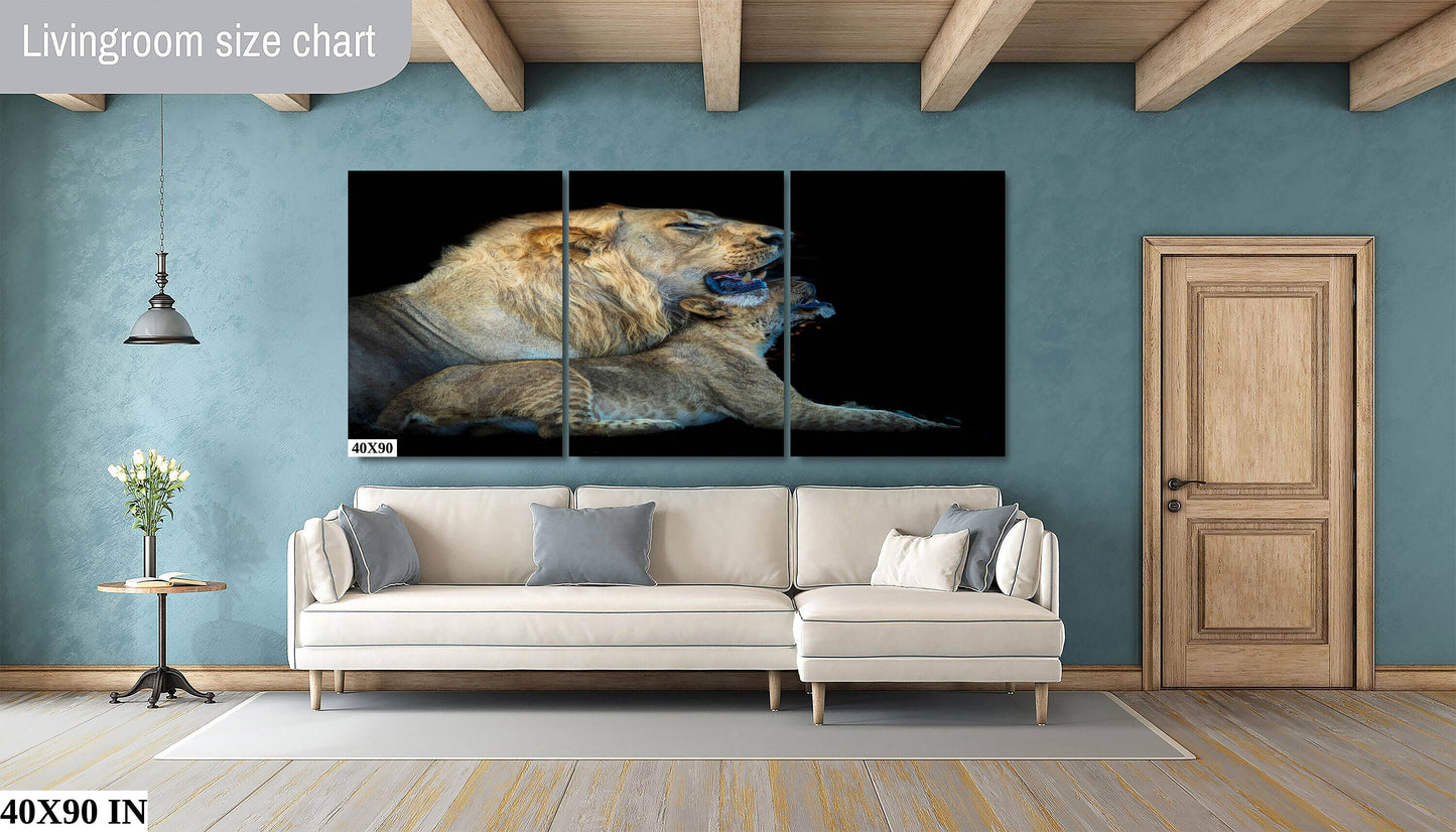 African Lion Wildlife Photography, Nature Canvas Wall Art, Grandfather and grandson lion pair, Fine Art photography, Botswana Travel Poster
