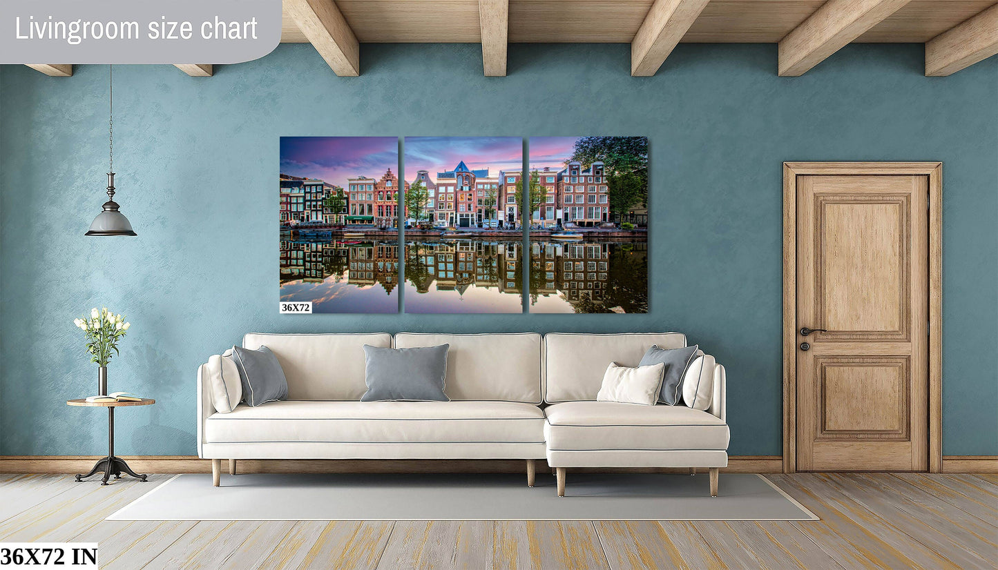 Amsterdam's Iconic Herengracht Canal: Sunrise Landscape Print/Canvas/Acrylic/Metal | Home Office Wall decor