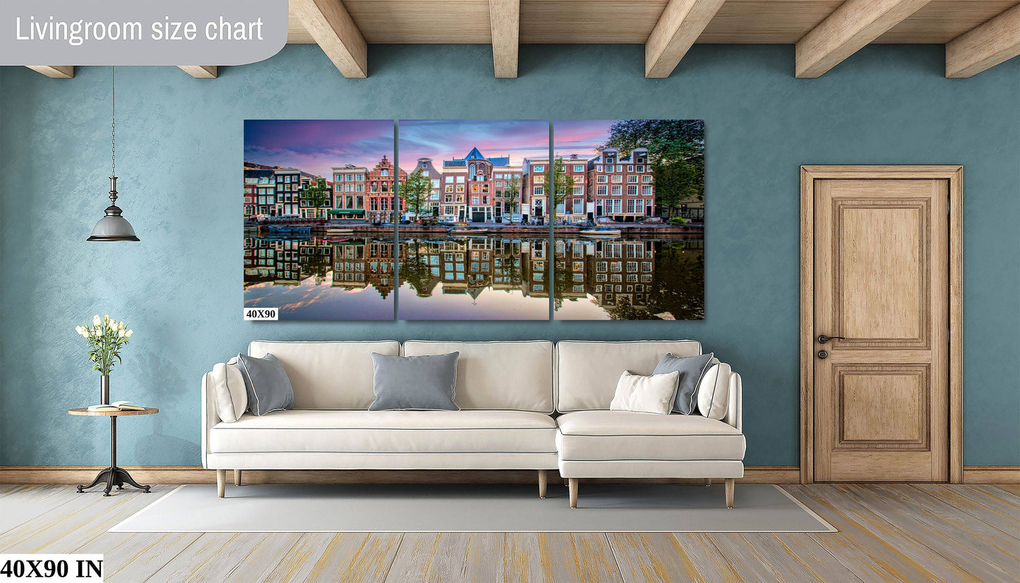 Amsterdam's Iconic Herengracht Canal: Sunrise Landscape Print/Canvas/Acrylic/Metal | Home Office Wall decor