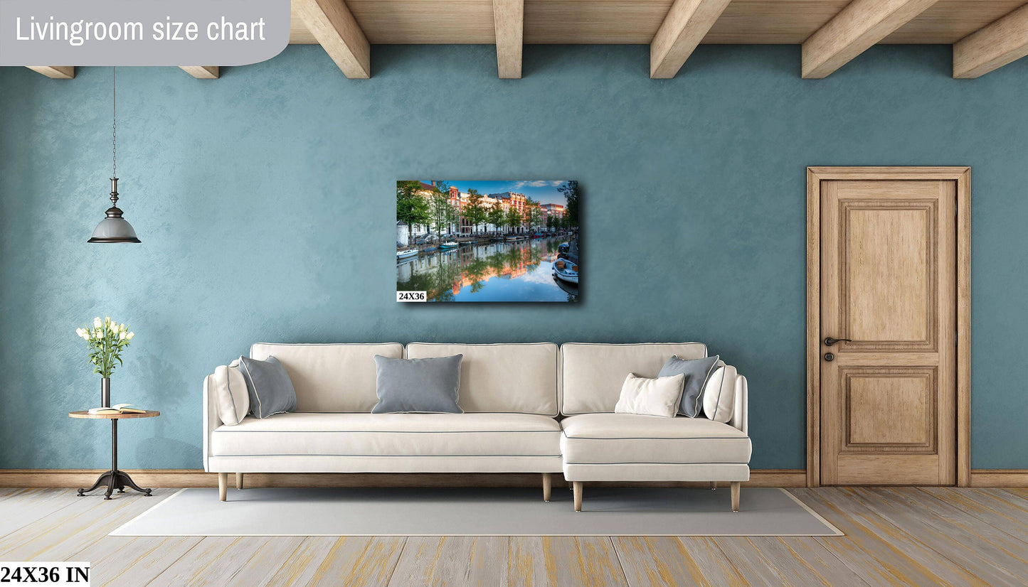 Amsterdam Fine Art Landscape Photography | Herengracht Canal Morning Canvas Wall Art | Holland Poster | Amsterdam Canal home, office decor