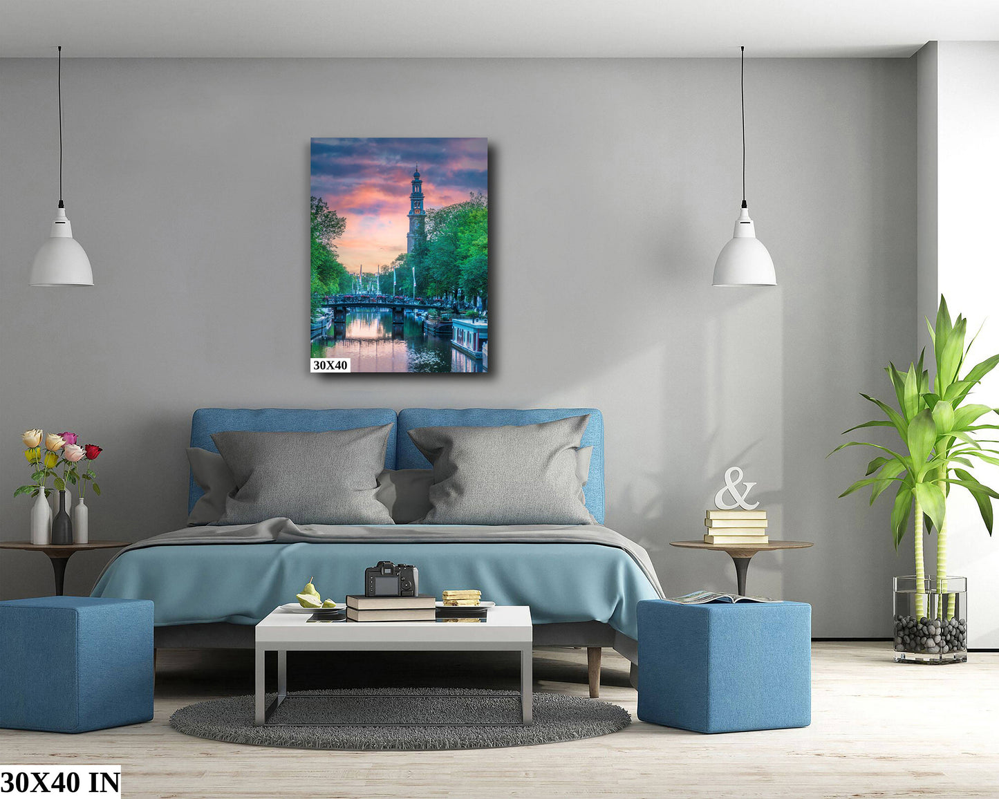Amsterdam Landscape Fine Art Photography | Iconic Westerkerk Clock Tower Picture | Holland Poster | Canvas Wall Art | Amsterdam Canal Photo