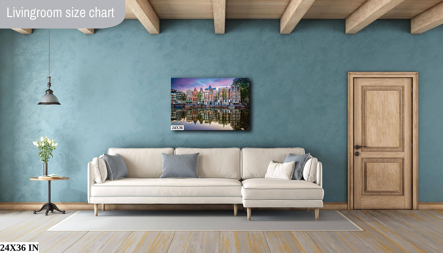 Amsterdam's Iconic Herengracht Canal: Sunrise Landscape Print/Canvas/Acrylic/Metal | Home Office Wall decor