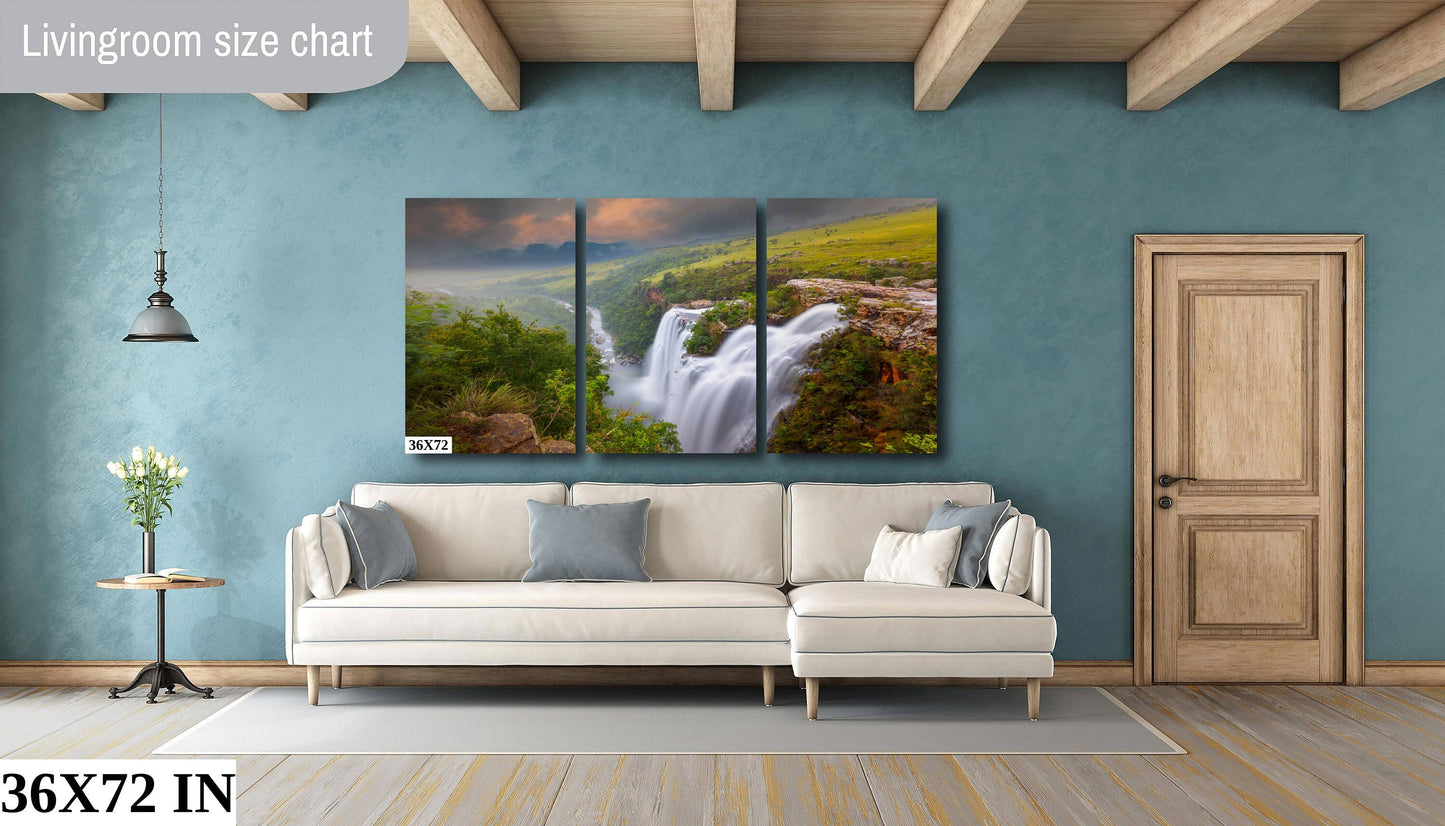 Waterfall Fine Art Photo | Canvas Wall Art | Lisbon Falls, South Africa, Scenic Landscape, home office decor, paper, canvas, acrylic