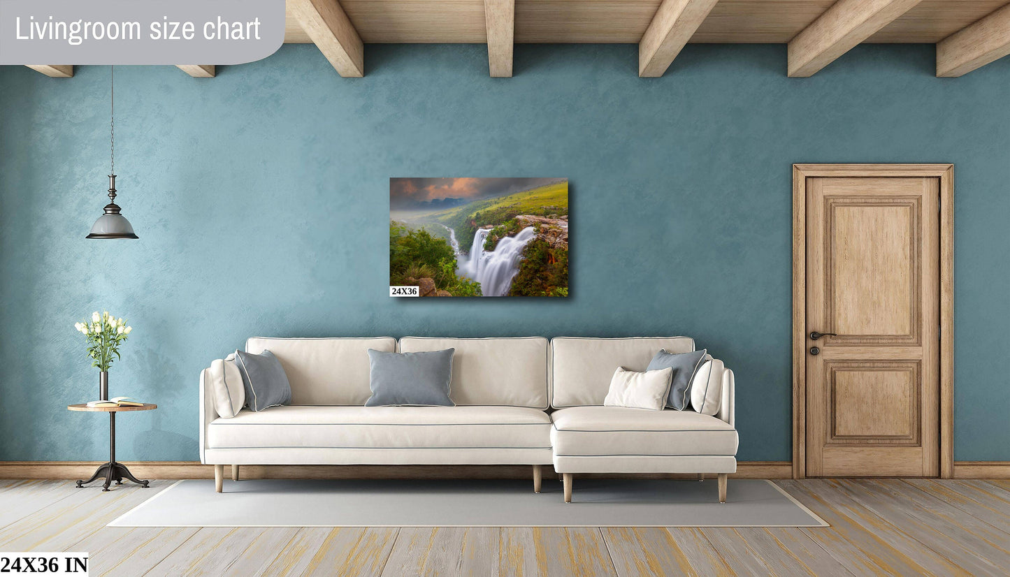 Waterfall Fine Art Photo | Canvas Wall Art | Lisbon Falls, South Africa, Scenic Landscape, home office decor, paper, canvas, acrylic