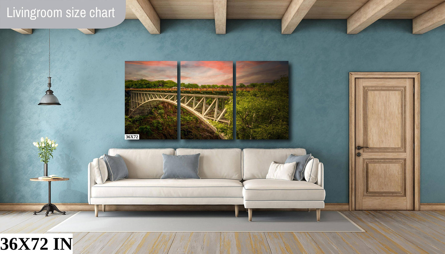 Victoria Falls Bridge Fine Art Photo | Canvas Wall Art | Scenic African Landscape Poster - Zimbabwe, Zambia | paper, acrylic, metal