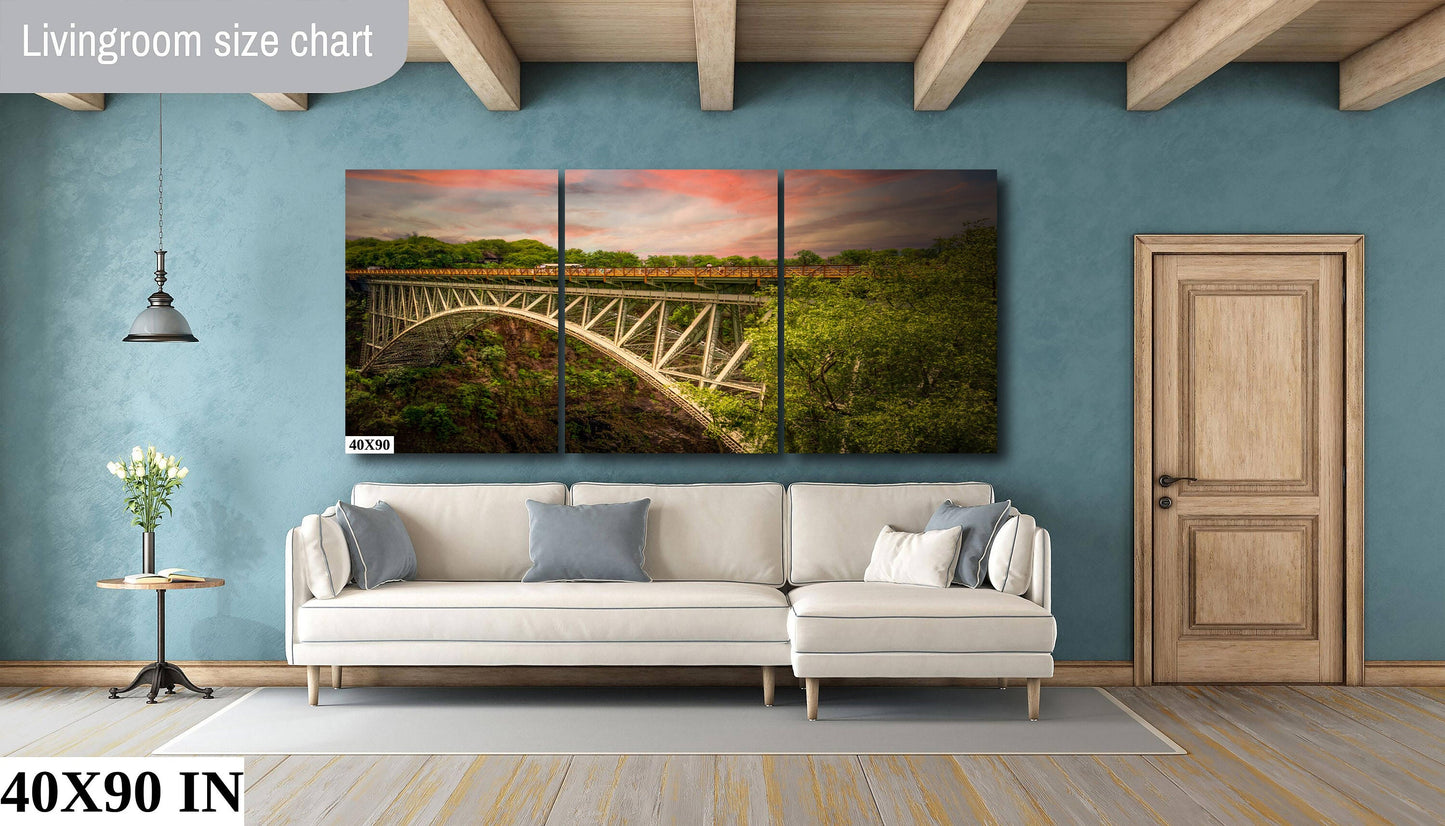 Victoria Falls Bridge Fine Art Photo | Canvas Wall Art | Scenic African Landscape Poster - Zimbabwe, Zambia | paper, acrylic, metal