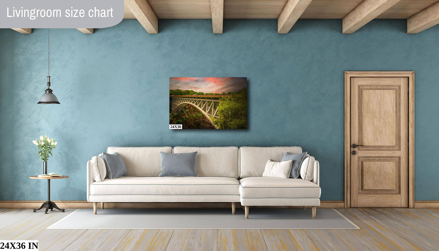Victoria Falls Bridge Fine Art Photo | Canvas Wall Art | Scenic African Landscape Poster - Zimbabwe, Zambia | paper, acrylic, metal