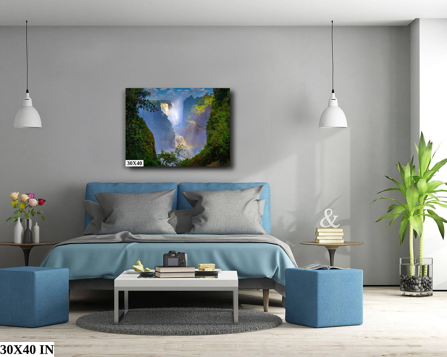 Victoria Falls Misty Rainbows | Canvas Wall Art | African Landscape - home art decor, interior design | glossy paper, canvas, acrylic prints