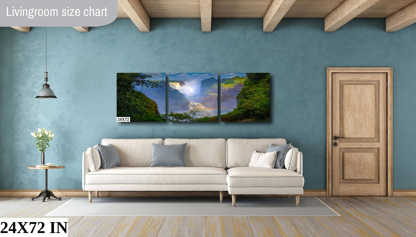 Victoria Falls Misty Rainbows | Canvas Wall Art | African Landscape - home art decor, interior design | glossy paper, canvas, acrylic prints