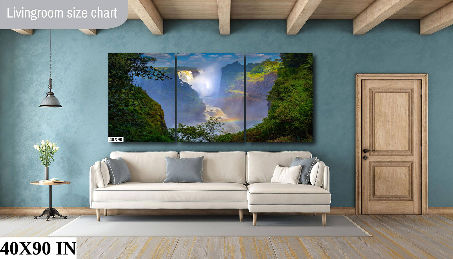 Victoria Falls Misty Rainbows | Canvas Wall Art | African Landscape - home art decor, interior design | glossy paper, canvas, acrylic prints