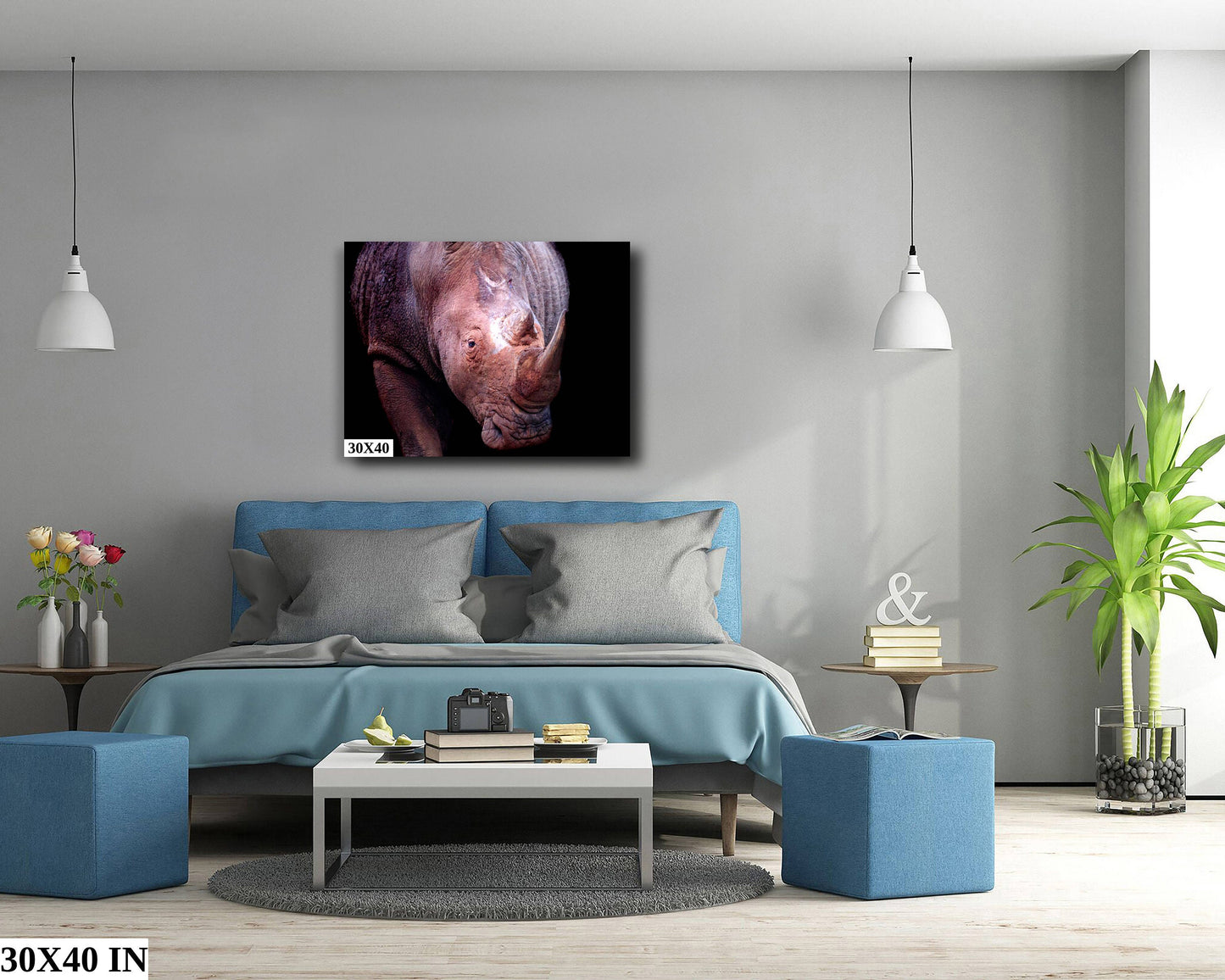 Rhino, Africa Wildlife Photography | Canvas Wall Art | Animal Poster, Nature Wall Art| Fine Art Photography | Canvas, Acrylic, Paper, Metal