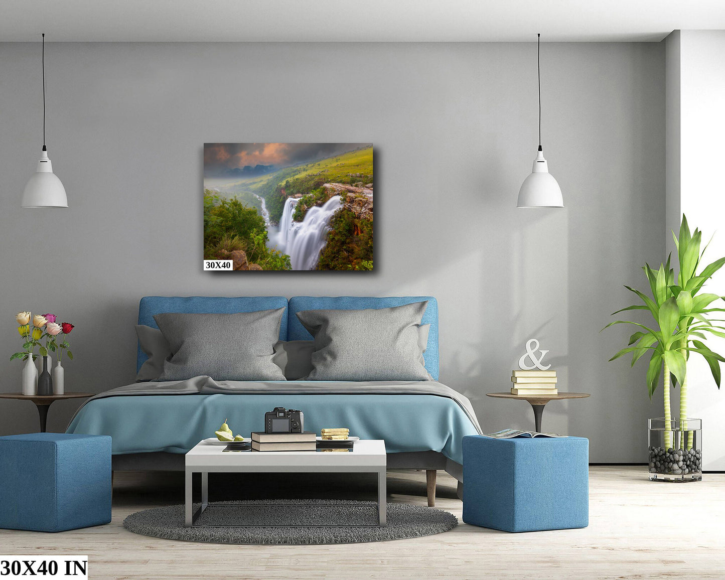 Waterfall Fine Art Photo | Canvas Wall Art | Lisbon Falls, South Africa, Scenic Landscape, home office decor, paper, canvas, acrylic