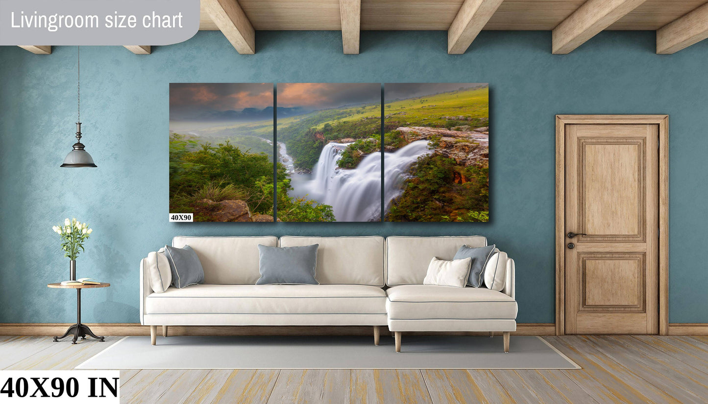 Waterfall Fine Art Photo | Canvas Wall Art | Lisbon Falls, South Africa, Scenic Landscape, home office decor, paper, canvas, acrylic
