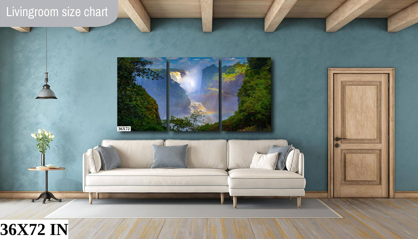 Victoria Falls Misty Rainbows | Canvas Wall Art | African Landscape - home art decor, interior design | glossy paper, canvas, acrylic prints