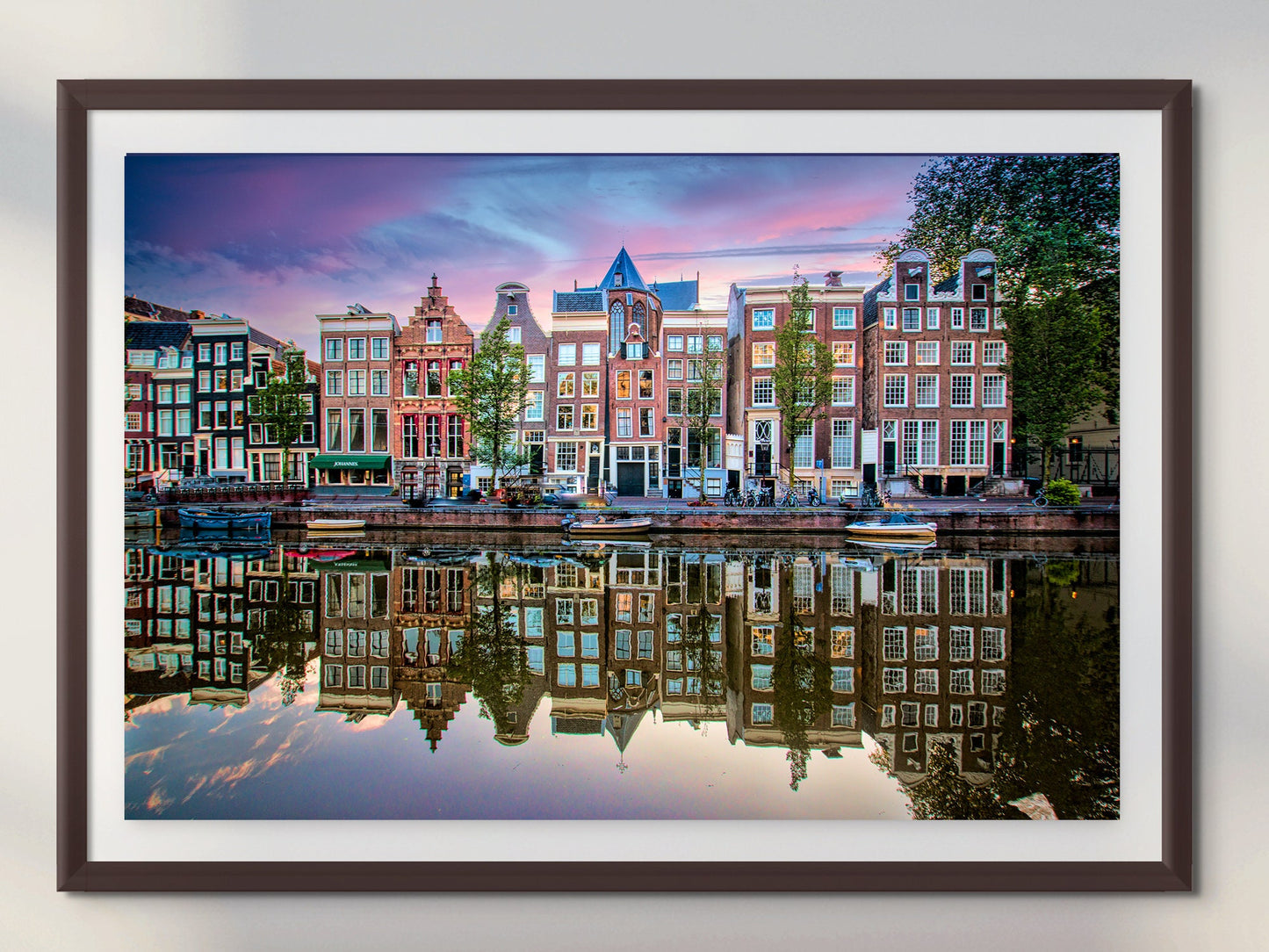 Amsterdam's Iconic Herengracht Canal: Sunrise Landscape Print/Canvas/Acrylic/Metal | Home Office Wall decor