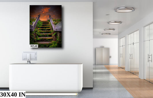 Sonoma Coast Sunrise Stairs | Canvas Wall Art | California Scenic Landscape | home, wall decor | paper, canvas, acrylic