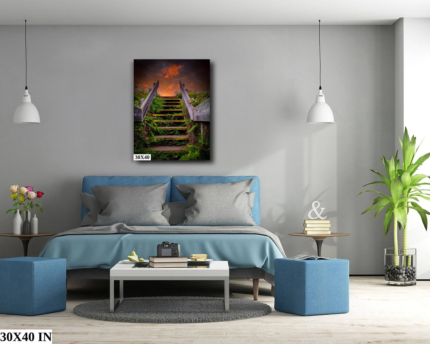 Sonoma Coast Sunrise Stairs | Canvas Wall Art | California Scenic Landscape | home, wall decor | paper, canvas, acrylic