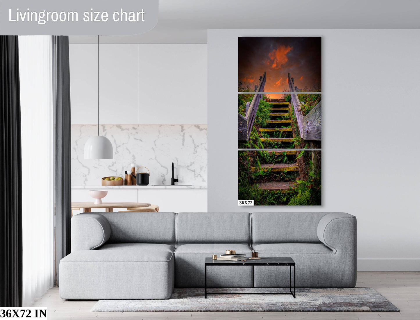 Sonoma Coast Sunrise Stairs | Canvas Wall Art | California Scenic Landscape | home, wall decor | paper, canvas, acrylic