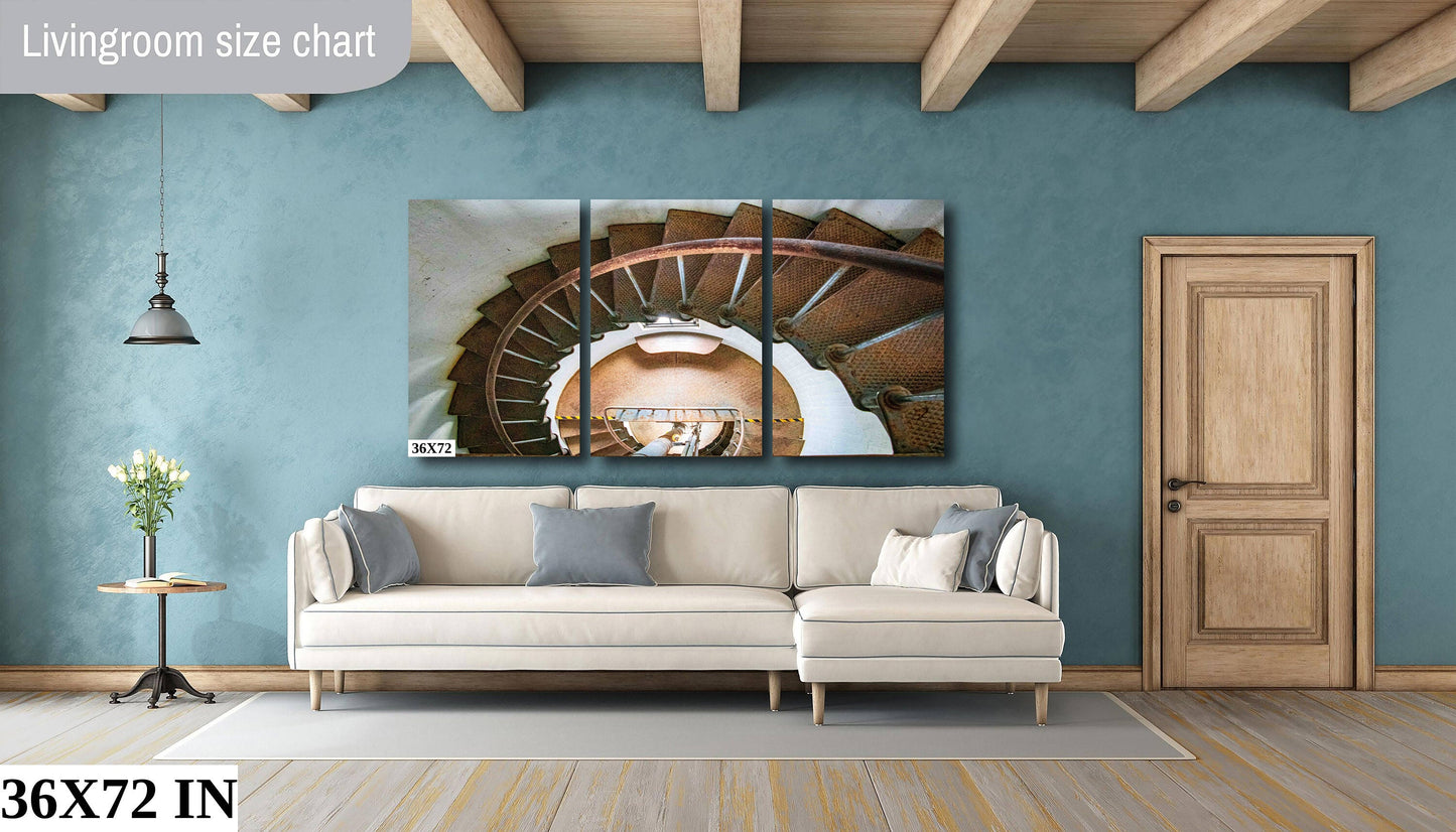 Point Arena Lighthouse Stairs | Canvas Wall Art | California Pacific Ocean Scenic Landscape | home art, wall decor | paper, canvas, acrylic