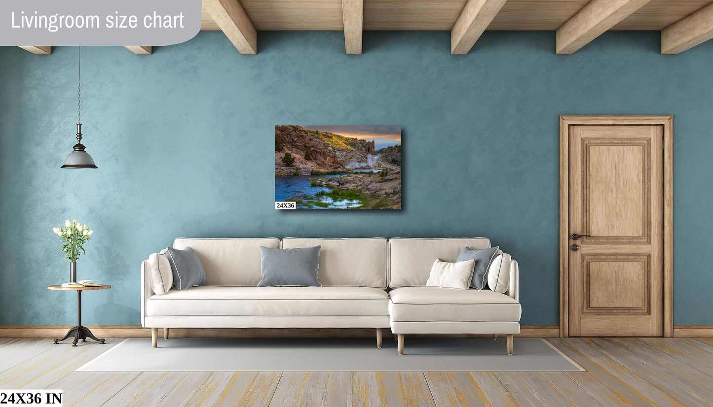 California Sierra Hot Creek Sunrise Scenic Landscape Fine Art Photography | Canvas Wall Art | Eastern SIerra Hot Springs Poster decor