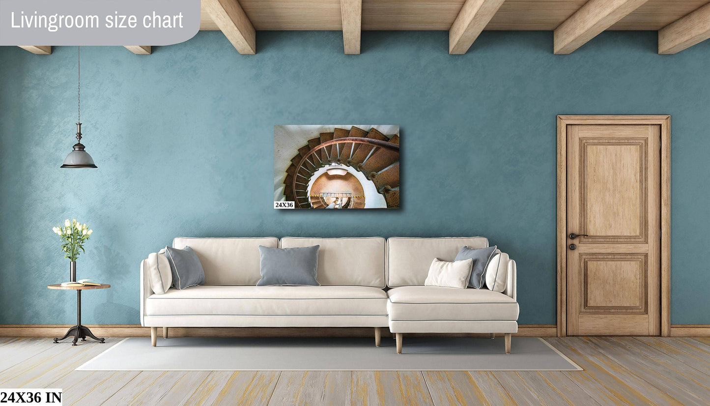 Point Arena Lighthouse Stairs | Canvas Wall Art | California Pacific Ocean Scenic Landscape | home art, wall decor | paper, canvas, acrylic