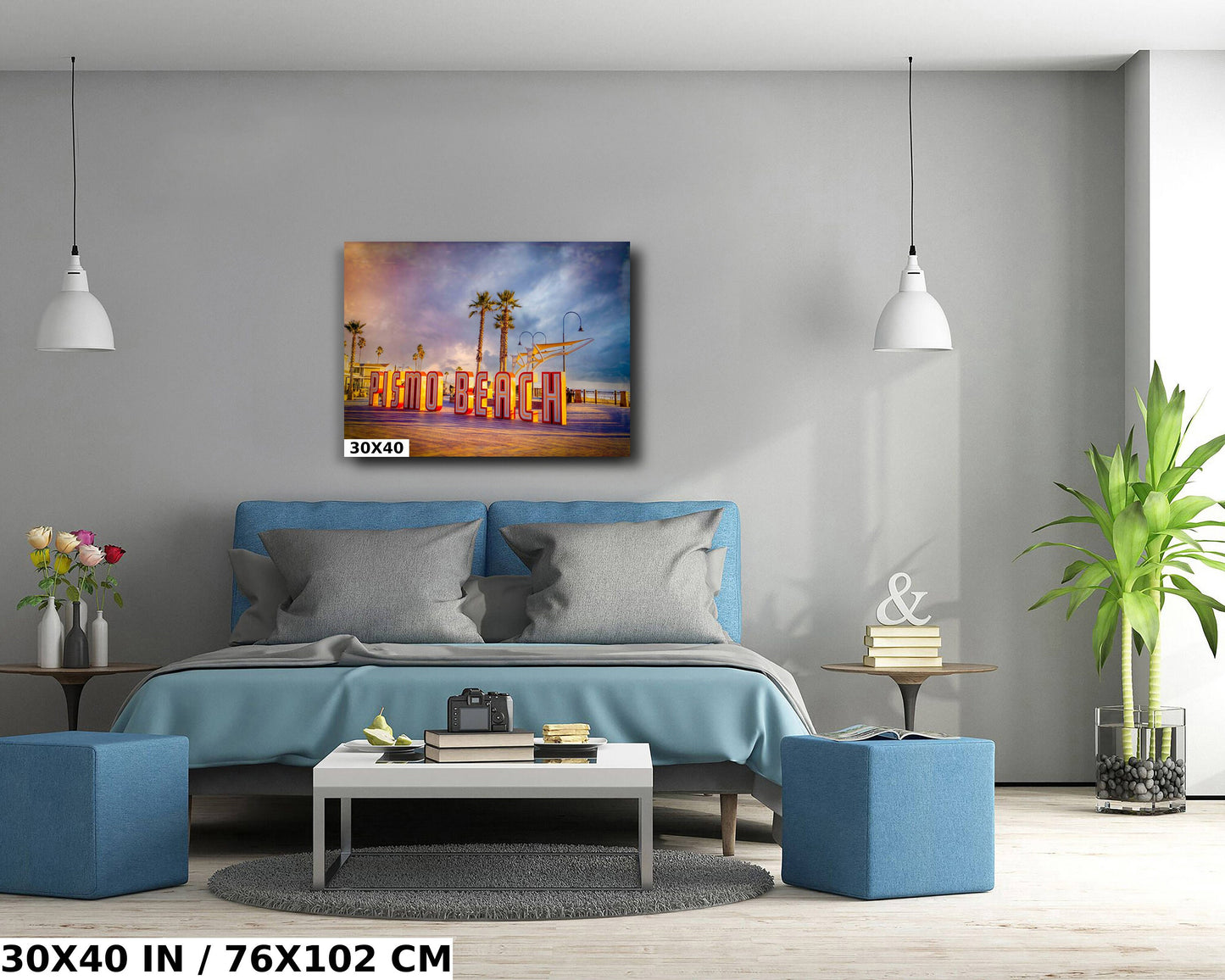 California's Iconic Pismo Beach Sign | California Beach Photography Wall Art Print/Canvas/Acrylic/Metal Home, Office Fine Art Palm Trees