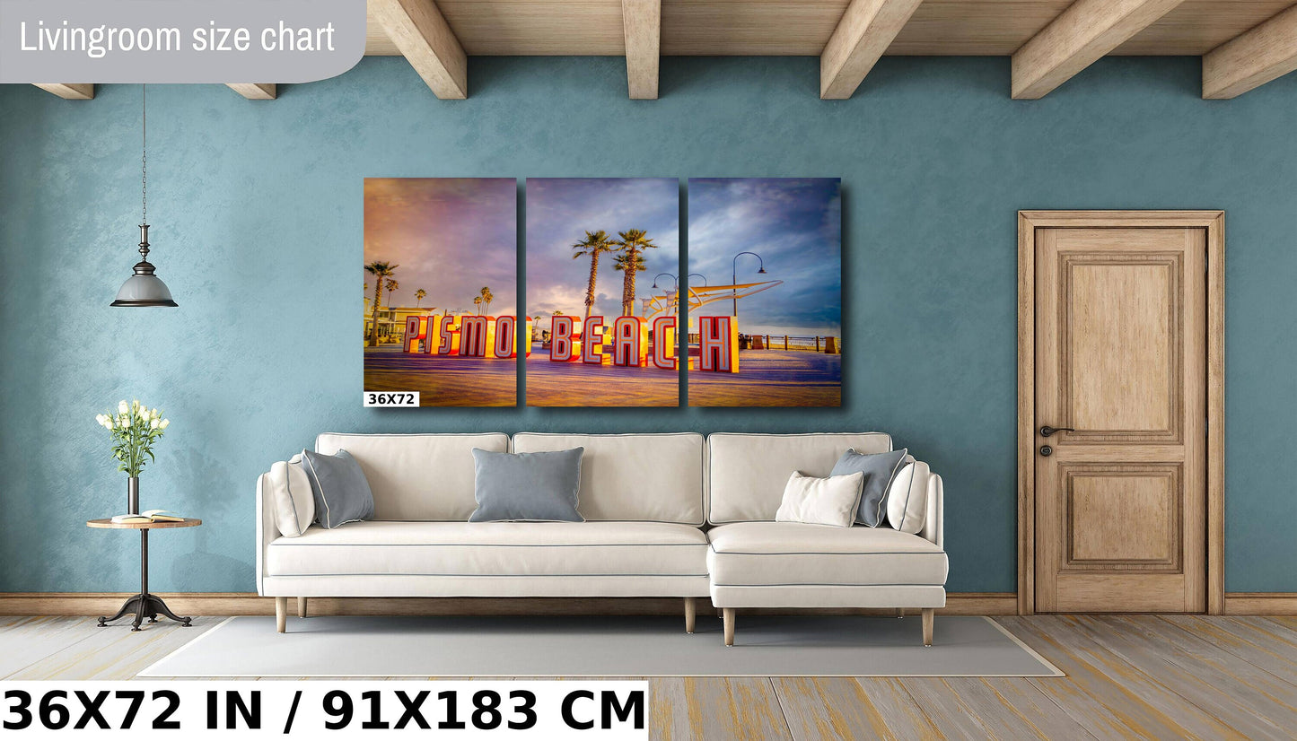 California's Iconic Pismo Beach Sign | California Beach Photography Wall Art Print/Canvas/Acrylic/Metal Home, Office Fine Art Palm Trees